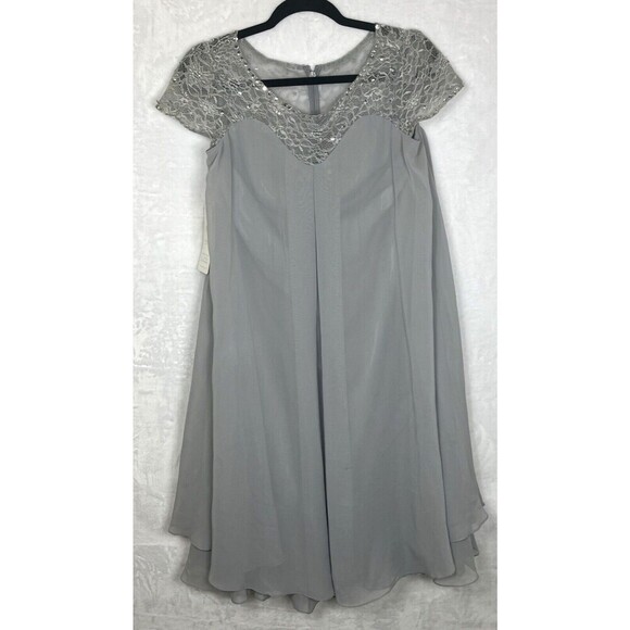 JJs House Wedding Formal Dress Flowy Silver Gray Sequins Size 8 NWT - Picture 1 of 10